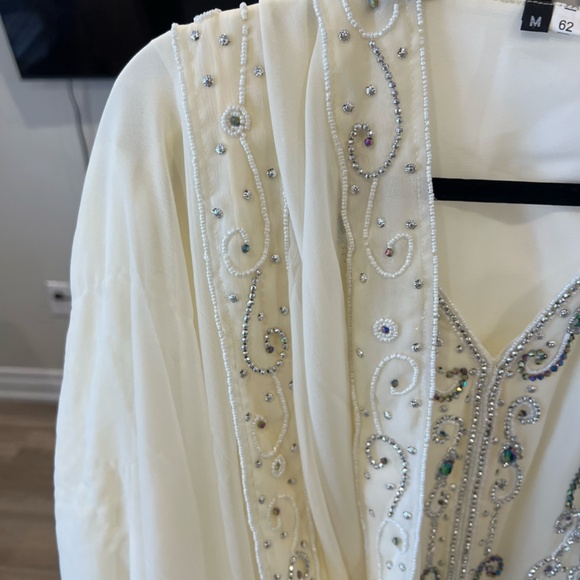 Dubai Moroccan Kaftan Arabic Abaya Maxi Hand Beaded Caftan Farasha Floor Length - Picture 7 of 10